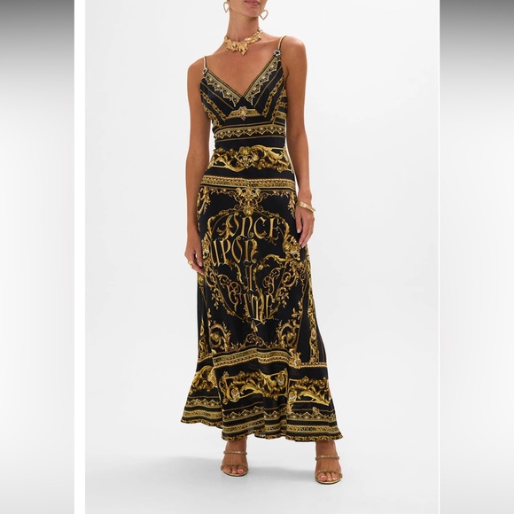 Camilla Black and Gold Maxi Dress